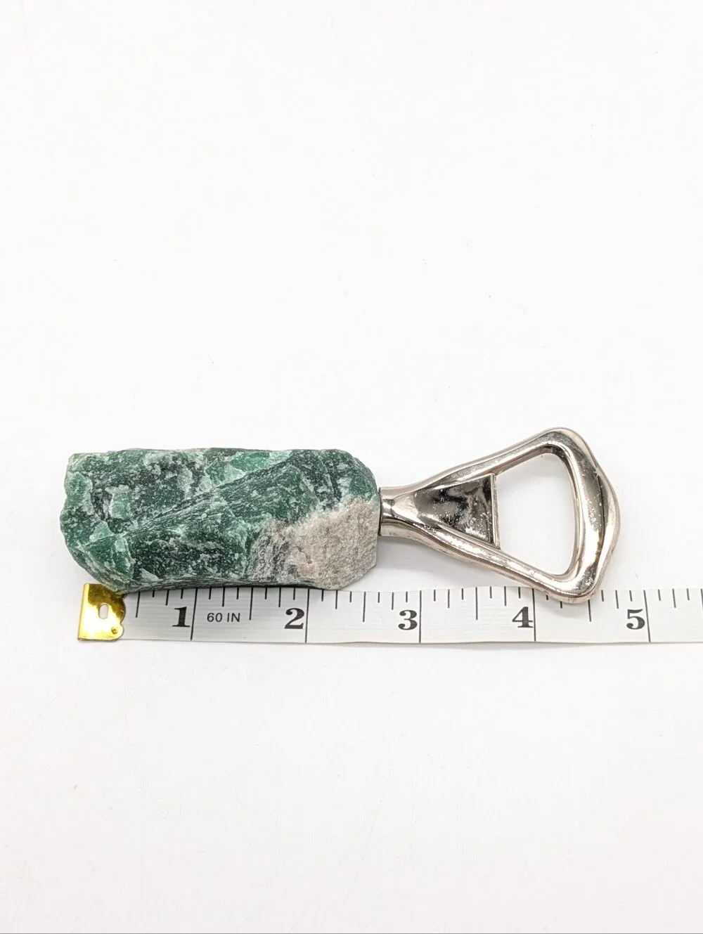 Raw Jadeite Silver Metal Bottle Opener